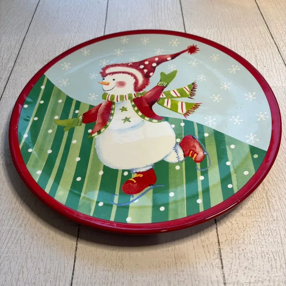 Ganz Skating Snowman Christmas Serving Platter 12